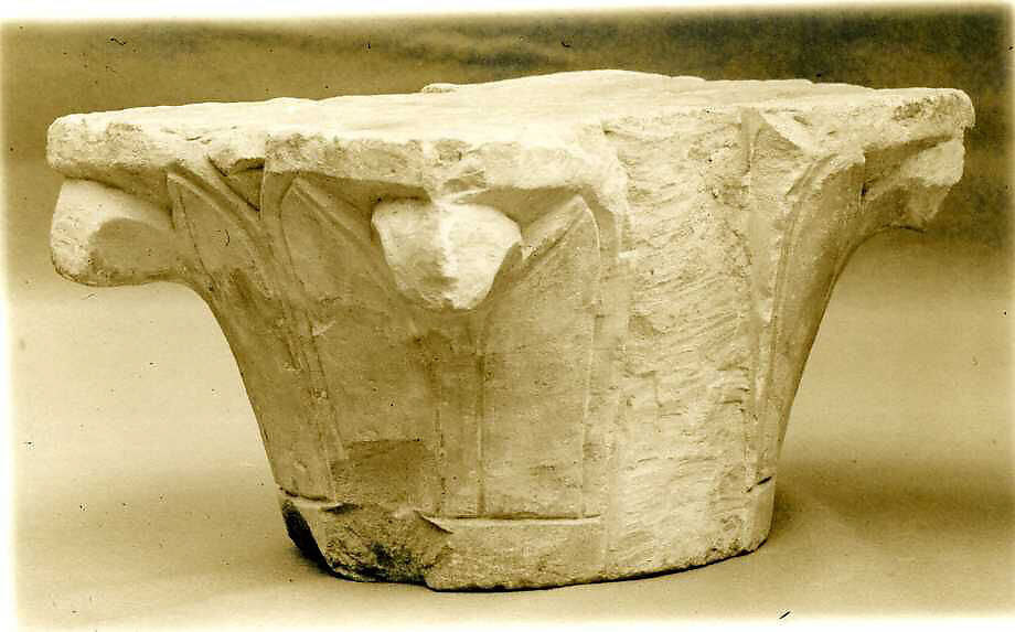 Capital, Limestone; carved in relief