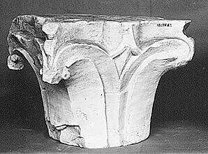 Capital, Limestone; carved in relief 