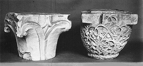 Capital, Limestone; carved in relief