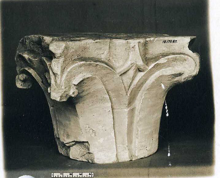 Capital, Limestone; carved in relief