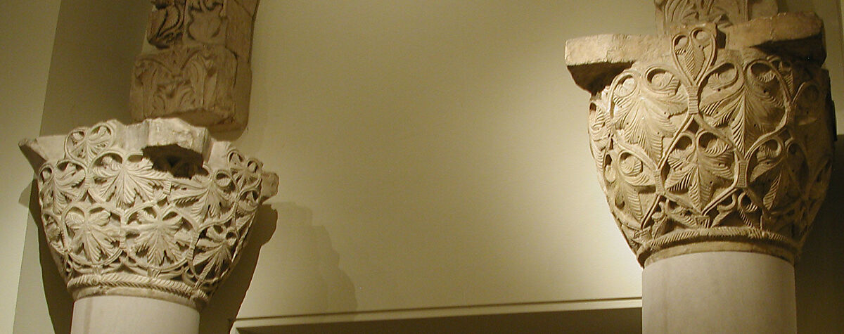 Capital with a Pattern of Leaves and Vines, Limestone; carved in relief