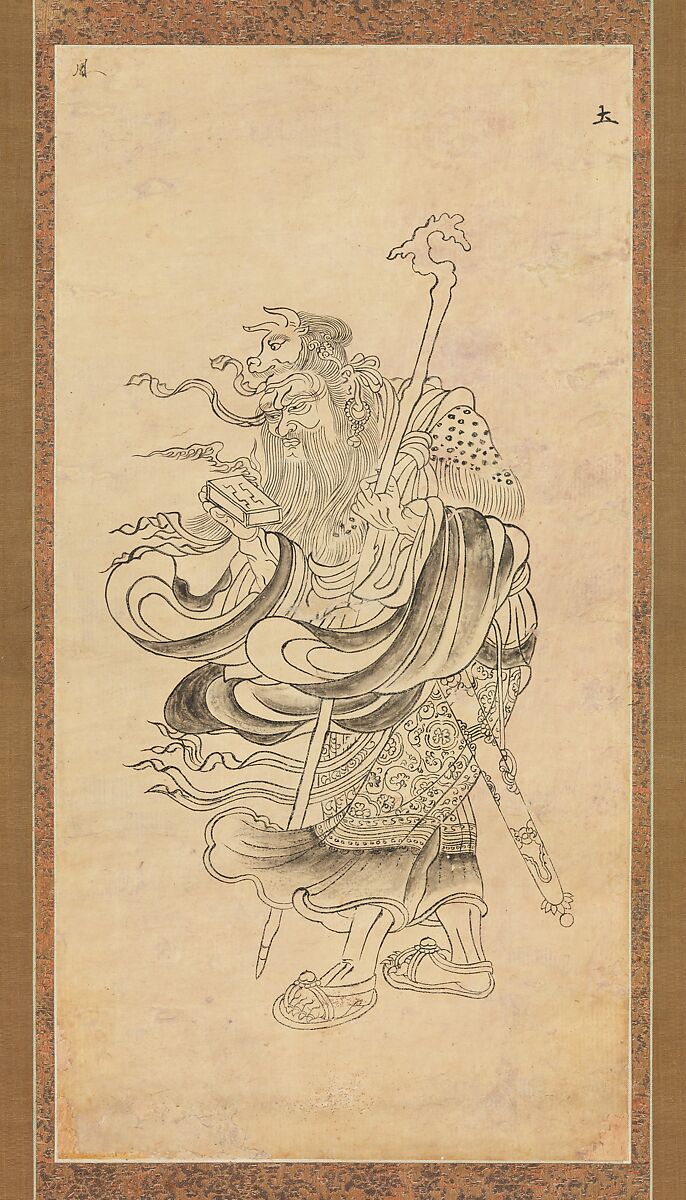 Iconographic Drawing of Saturn, Hanging scroll; ink and color on paper, Japan 