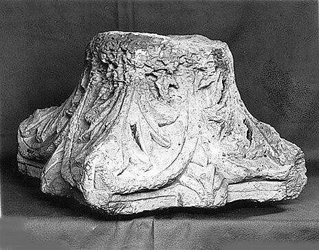 Capital, Limestone; carved in relief