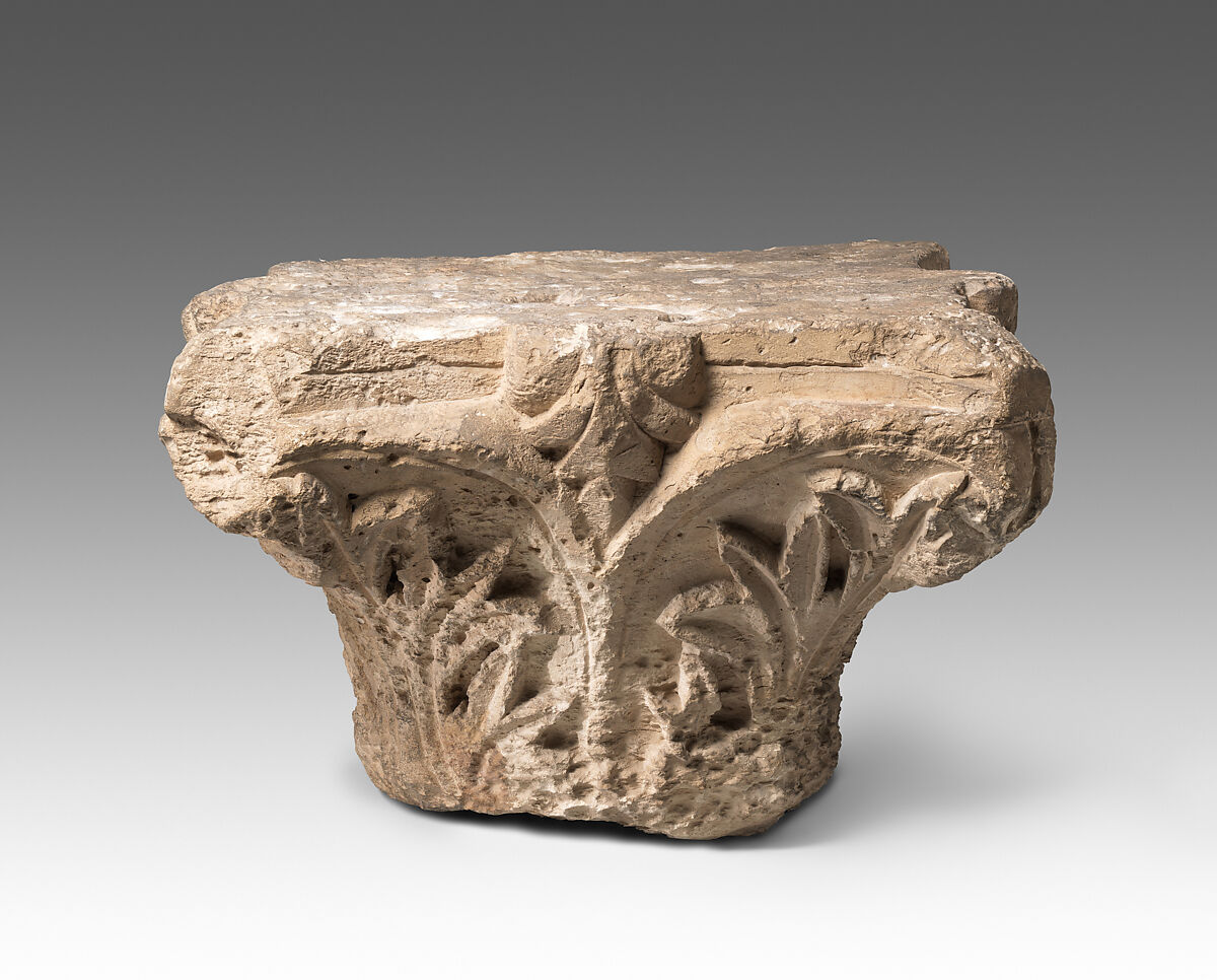 Capital, Limestone; carved in relief