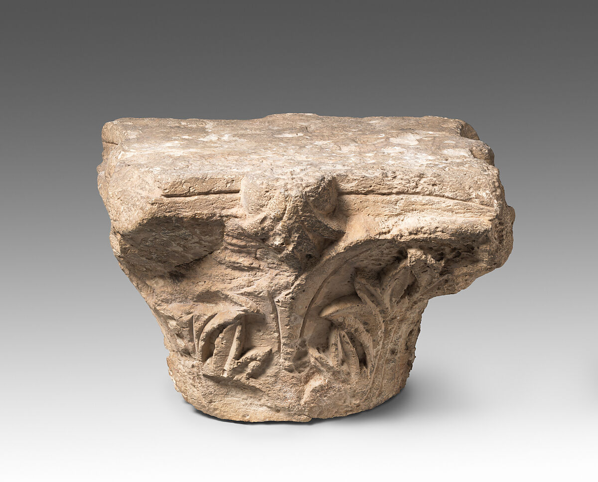 Capital, Limestone; carved in relief