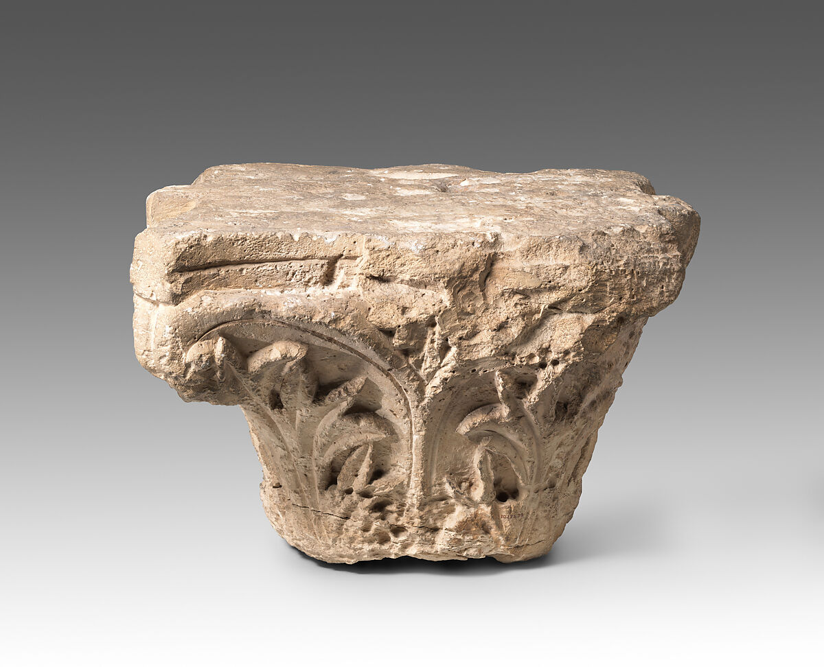 Capital, Limestone; carved in relief