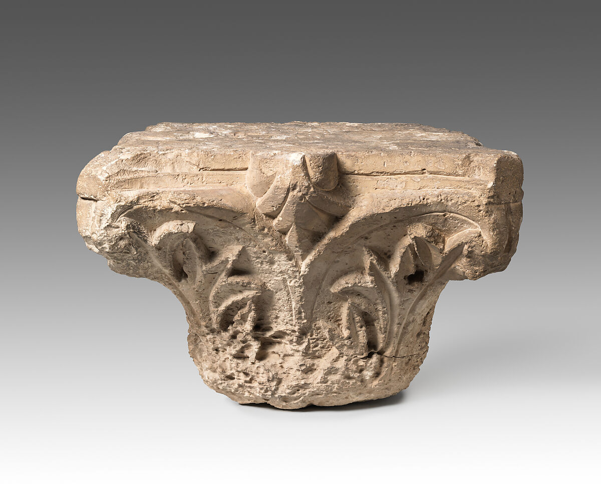 Capital, Limestone; carved in relief