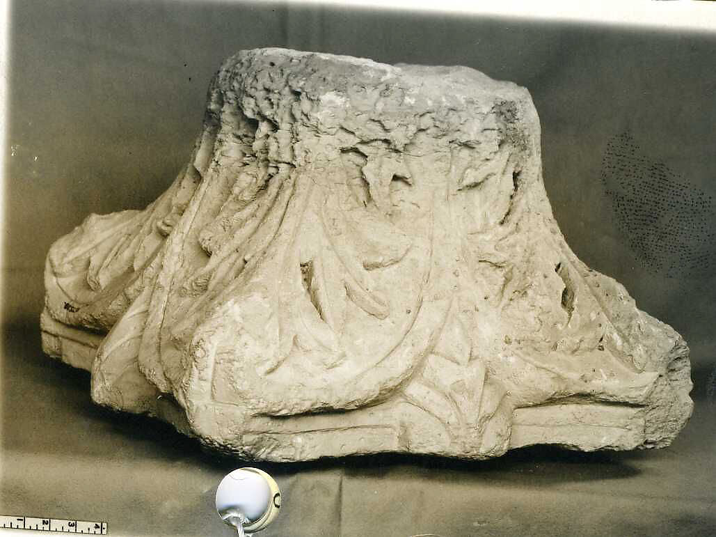 Capital, Limestone; carved in relief