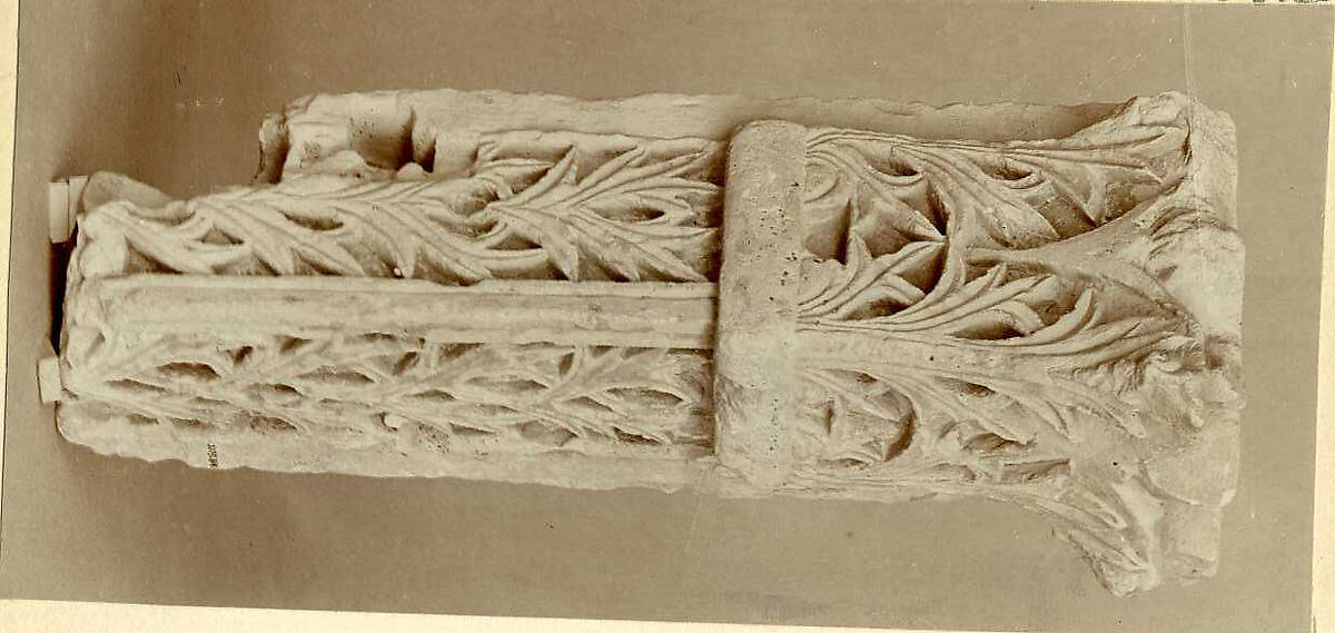 Fragment of a Door Post with Acanthus Leaves, Limestone; carved in relief 