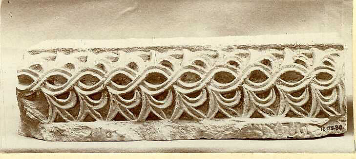 Fragment from a Molding with Intertwined Vines and Acanthus Leaves, Limestone; carved in relief 