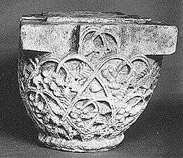 Capital with a Pattern of Vines with Grapes, Limestone; carved in relief