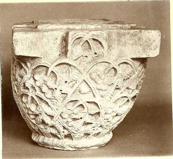 Capital with a Pattern of Vines with Grapes, Limestone; carved in relief