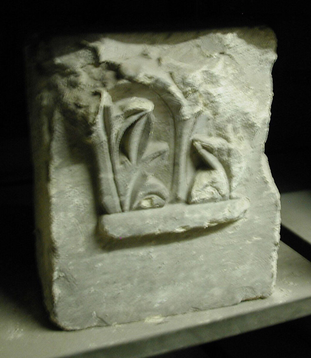Capital with Acanthus Leaves, Limestone; carved in relief 