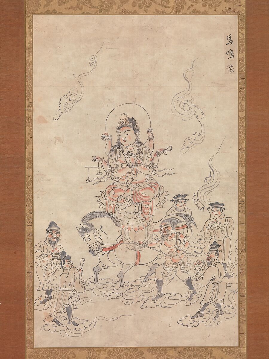 Iconographic Drawing of the Bodhisattva Memyō (Ashvaghosha), Hanging scroll; ink and color on paper, Japan 