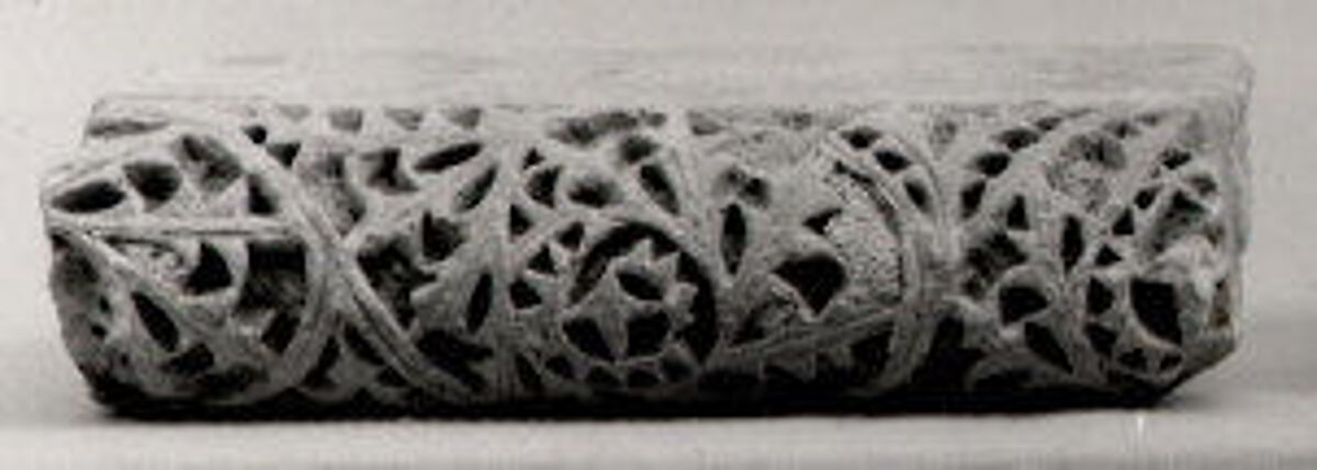 Fragment from a Molding with Scrolling Acanthus Leaves, Limestone; carved in relief