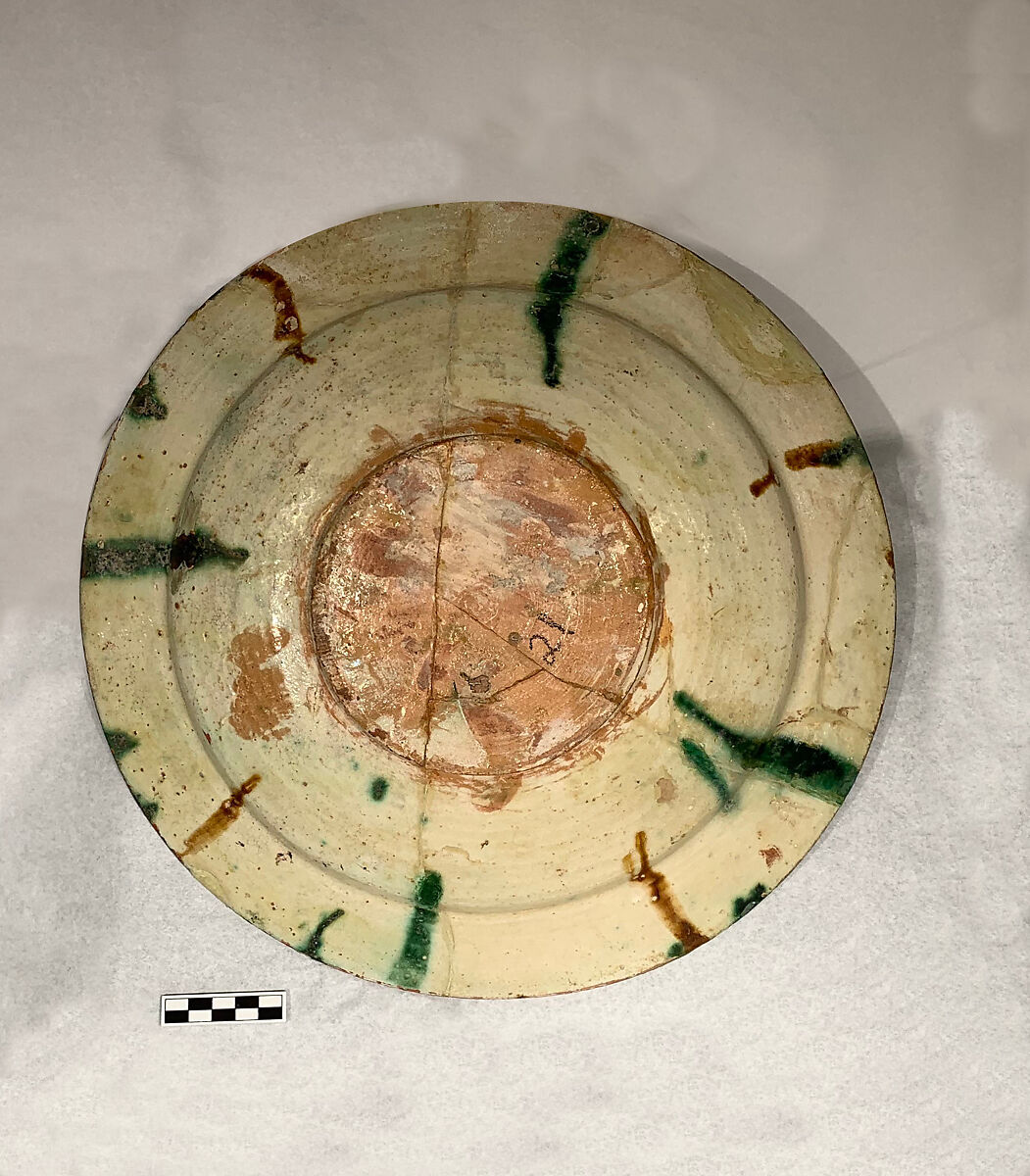Two Imitation Splashware Bowls, Earthenware; white slip, incised and splashed with polychrome glazes under transparent glaze (sgraffito ware)