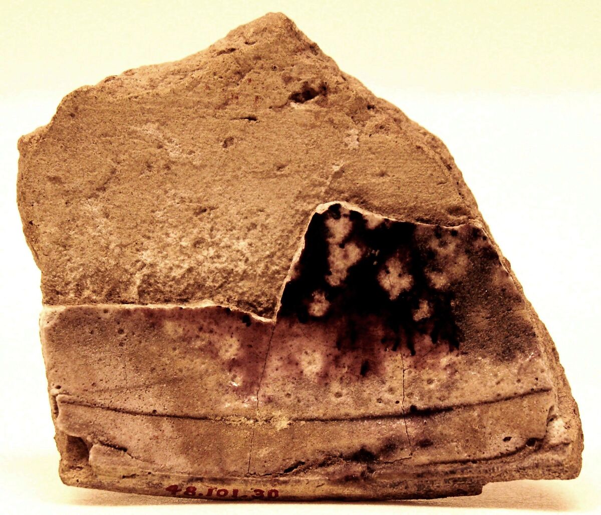 Fragment of Sagger and Bowl, Earthenware; glazed