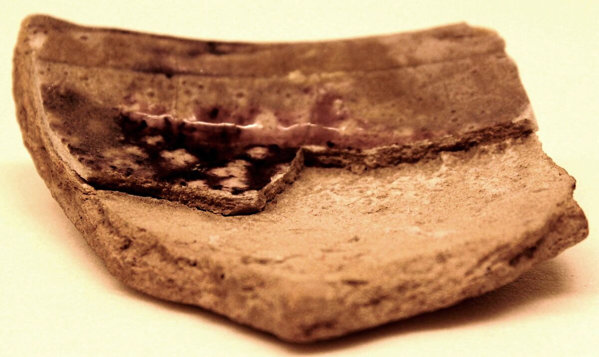 Fragment of Sagger and Bowl, Earthenware; glazed