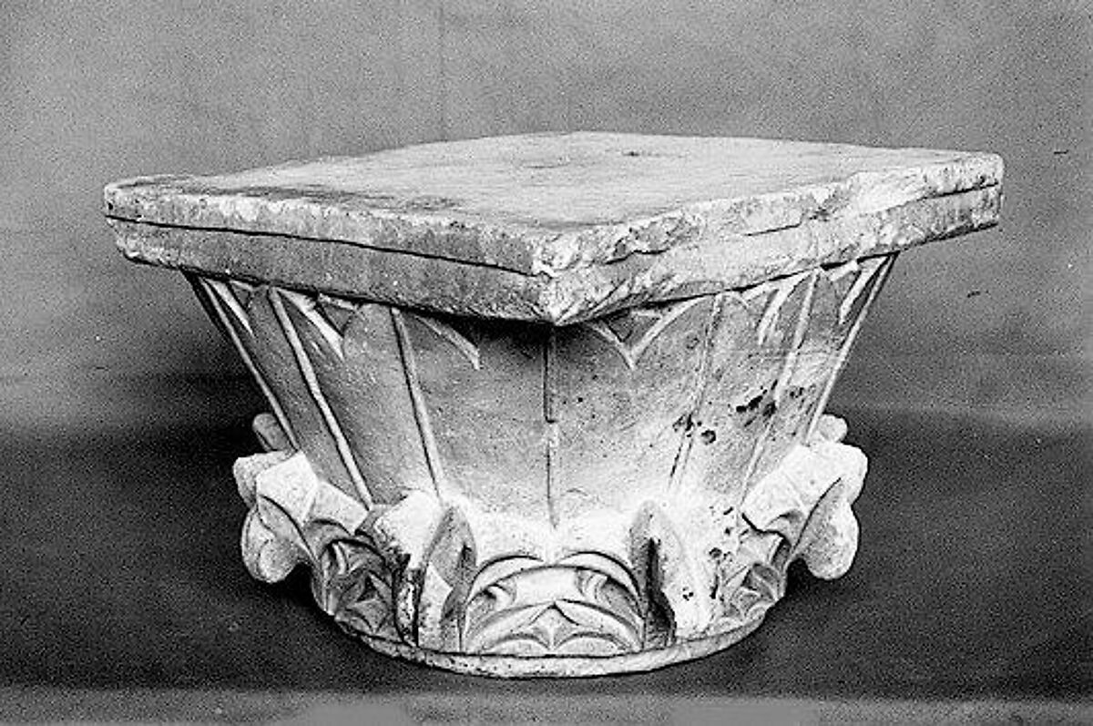 Capital with Acanthus and Palm Leaves, Limestone; carved in relief