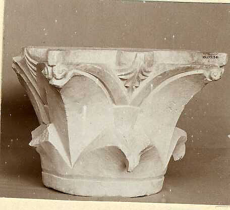 Capital with Acanthus and Palm Leaves, Limestone; carved in relief 