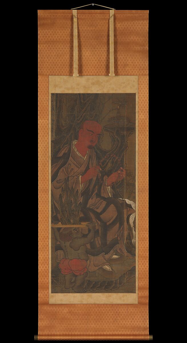 Arhats, Hanging scroll; ink and color on silk, Japan