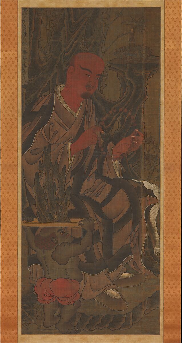Arhats, Hanging scroll; ink and color on silk, Japan