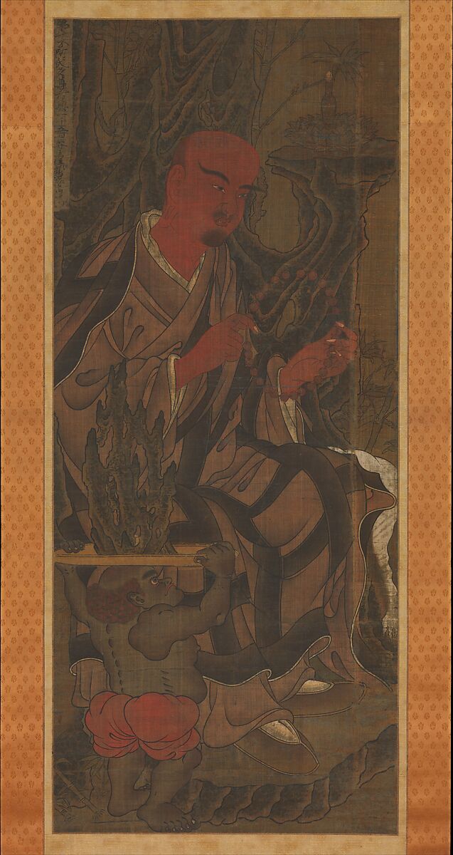 Arhats, Hanging scroll; ink and color on silk, Japan 