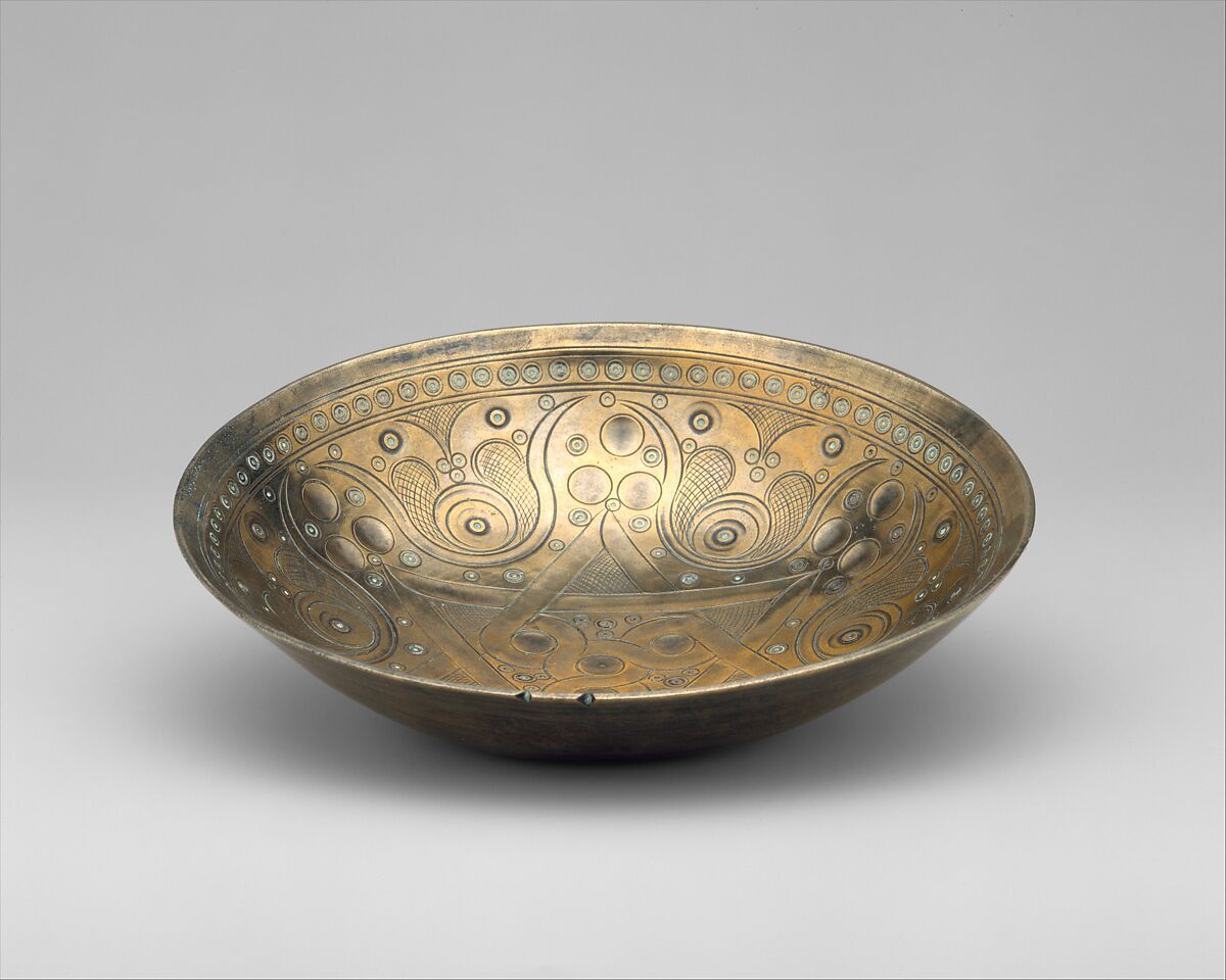 High-Tin Bronze Bowl, High-tin bronze; cast, chased, punched, engraved