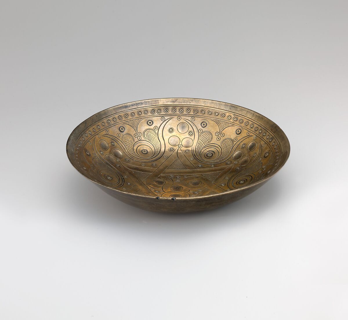 High-Tin Bronze Bowl, High-tin bronze; cast, chased, punched, engraved