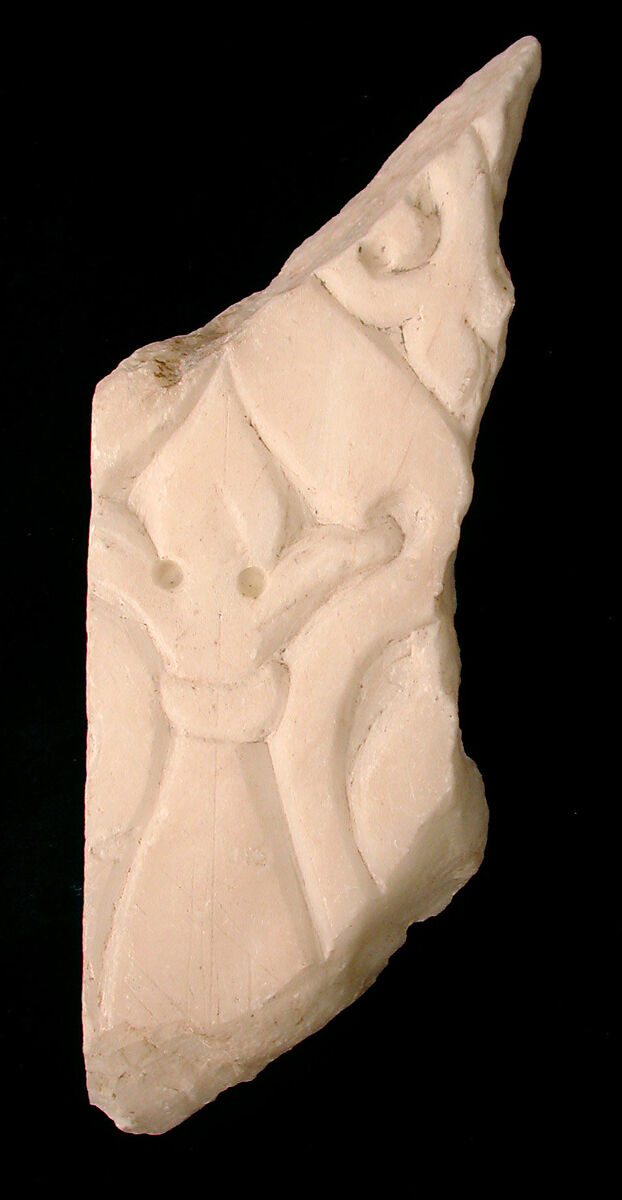 Fragment of a Carved and Painted Dado Panel, Stone (prob. alabaster); carved 