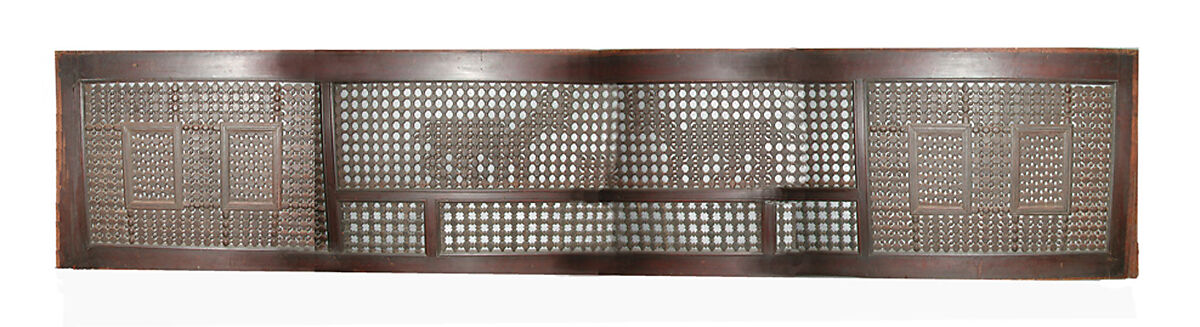 Mashrabiyya Screen with Two Gazelles, Wood; turned