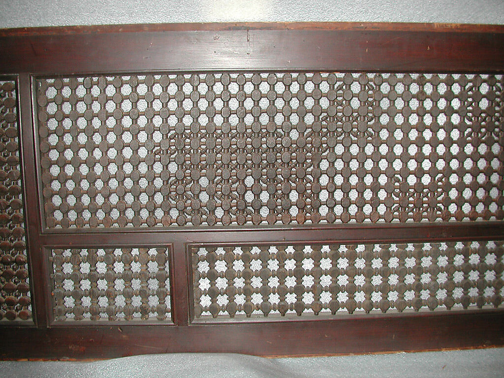 Mashrabiyya Screen with Two Gazelles, Wood; turned