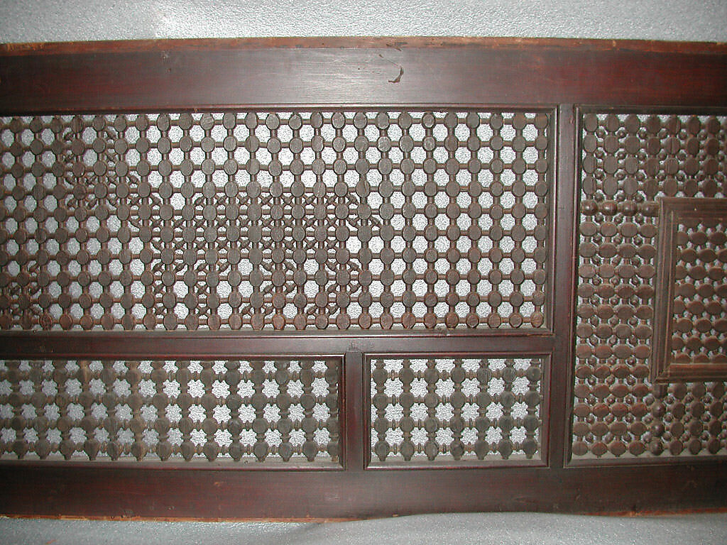 Mashrabiyya Screen with Two Gazelles, Wood; turned