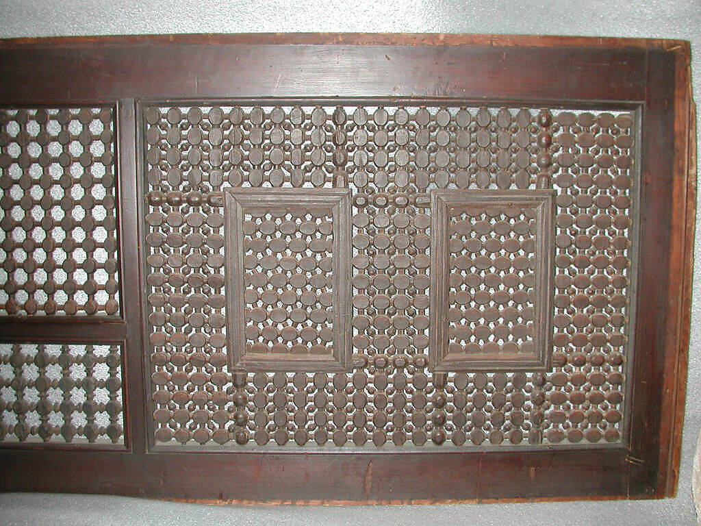 Mashrabiyya Screen with Two Gazelles, Wood; turned