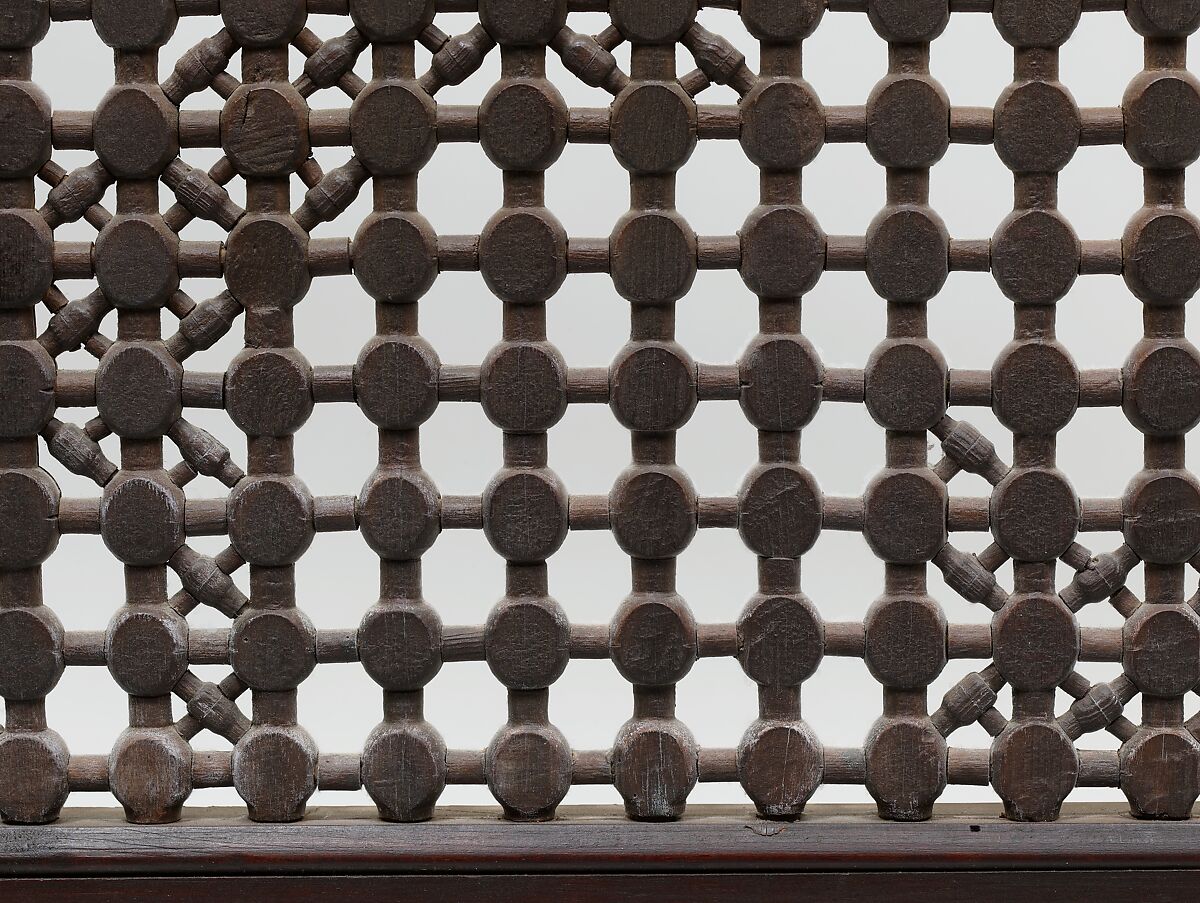 Mashrabiyya Screen with Two Gazelles, Wood; turned