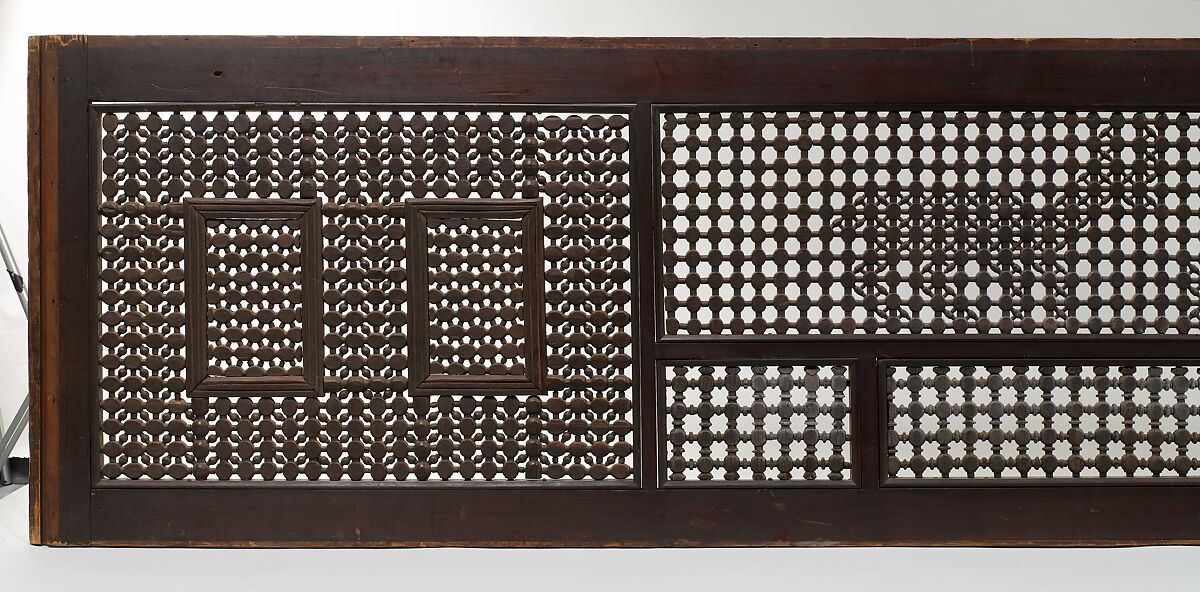 Mashrabiyya Screen with Two Gazelles, Wood; turned