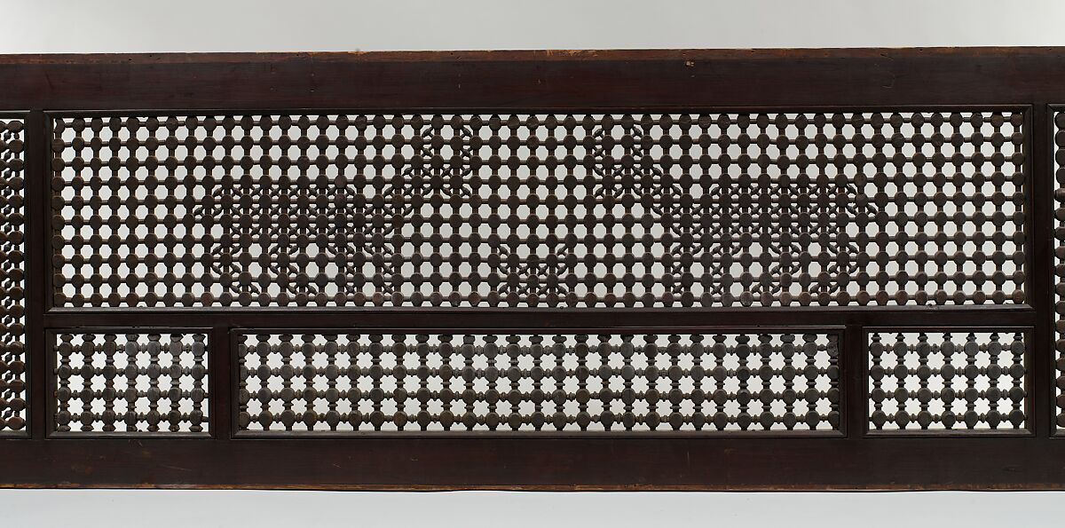 Mashrabiyya Screen with Two Gazelles, Wood; turned