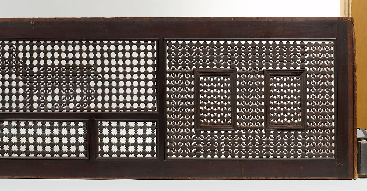 Mashrabiyya Screen with Two Gazelles, Wood; turned