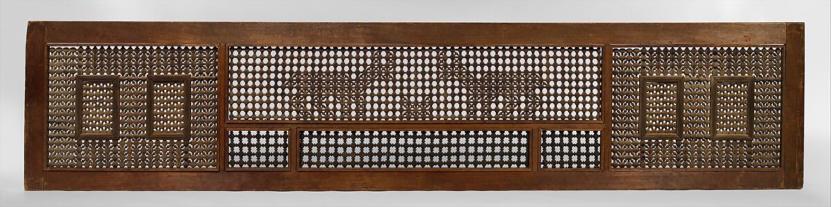 Mashrabiyya Screen with Two Gazelles, Wood; turned