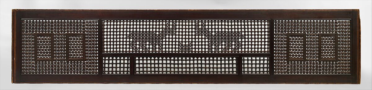 Mashrabiyya Screen with Two Gazelles, Wood; turned