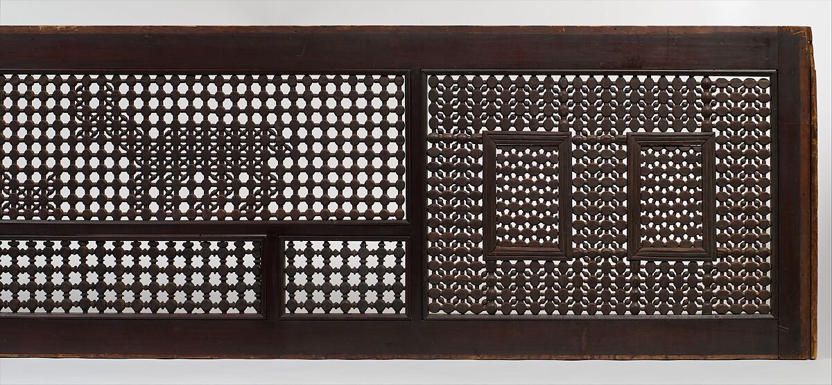 Mashrabiyya Screen with Two Gazelles, Wood; turned