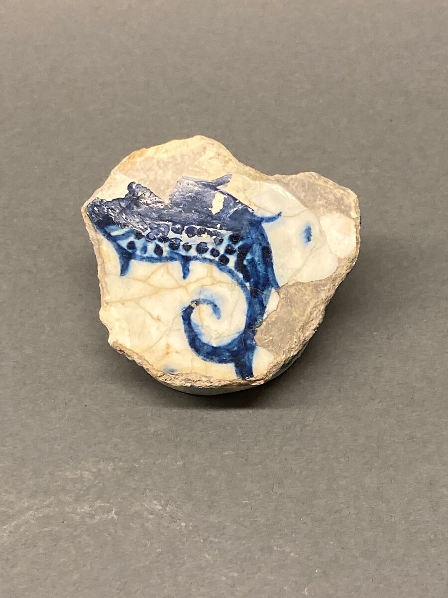 Ceramic Fragment, Stonepaste; painted under transparent glaze 