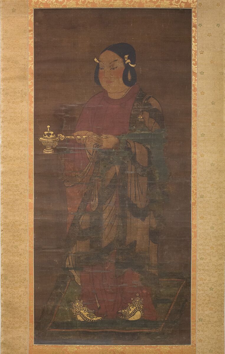Prince Shōtoku at Age Sixteen, In the Style of Toba Sōjō (Japanese, 1053–1140), Hanging scroll; ink, color, and gold on silk, Japan 