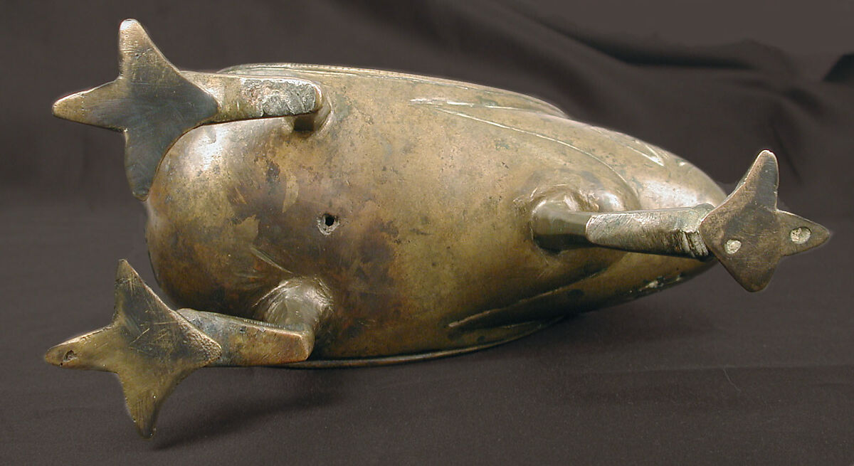 Bird-Shaped Incence Burner, Bronze; cast, pierced, and engraved