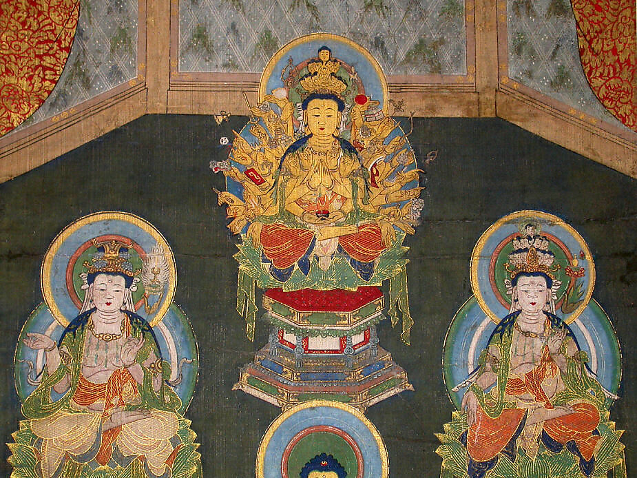 Mandala of the Sannō Shrine Deities, Hanging scroll; ink, and gold on silk, Japan