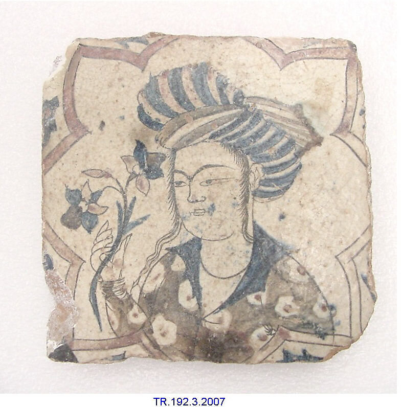 Square Tile, Stonepaste; painted and glazed 