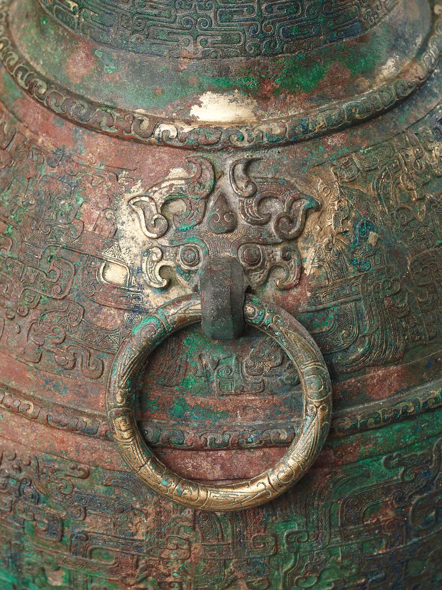Wine container (hu), Bronze inlaid with copper, China