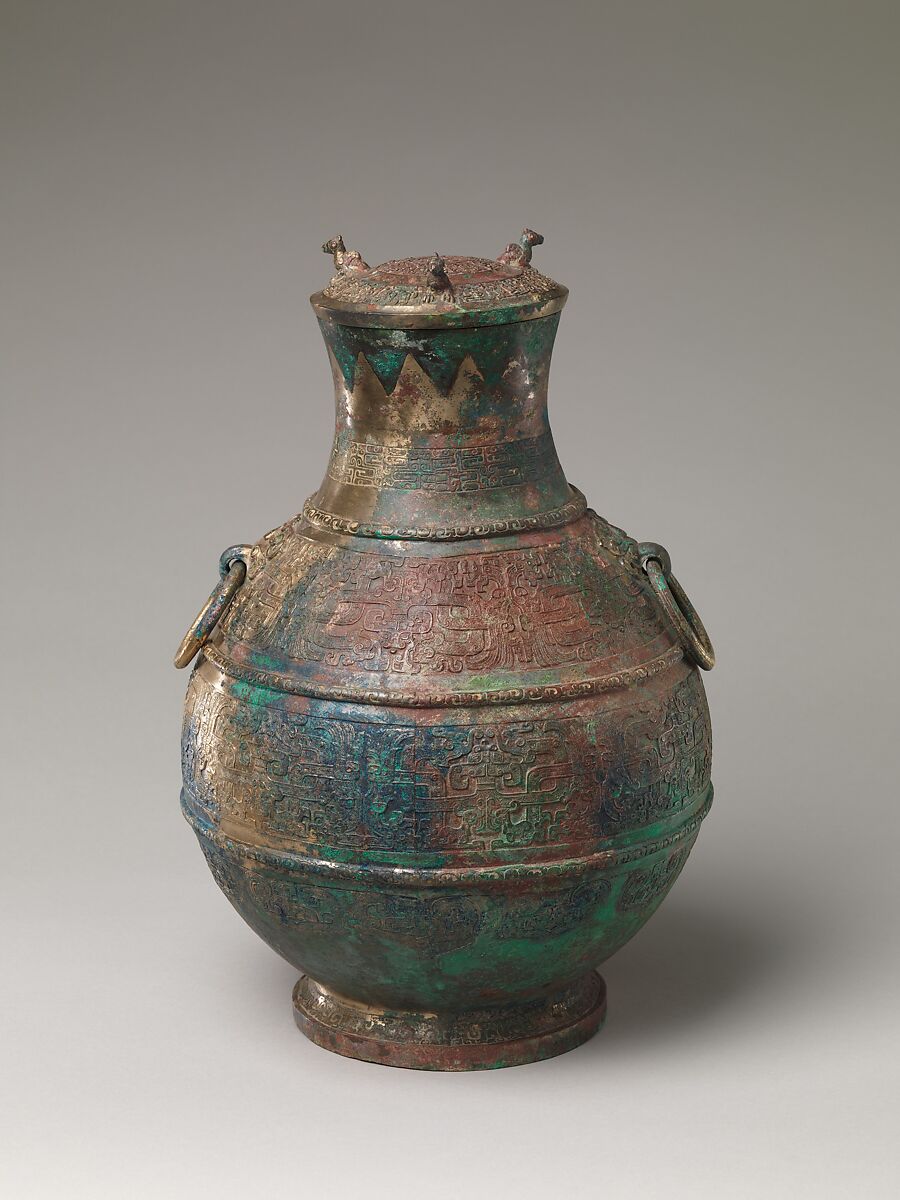 Wine container (hu), Bronze inlaid with copper, China 