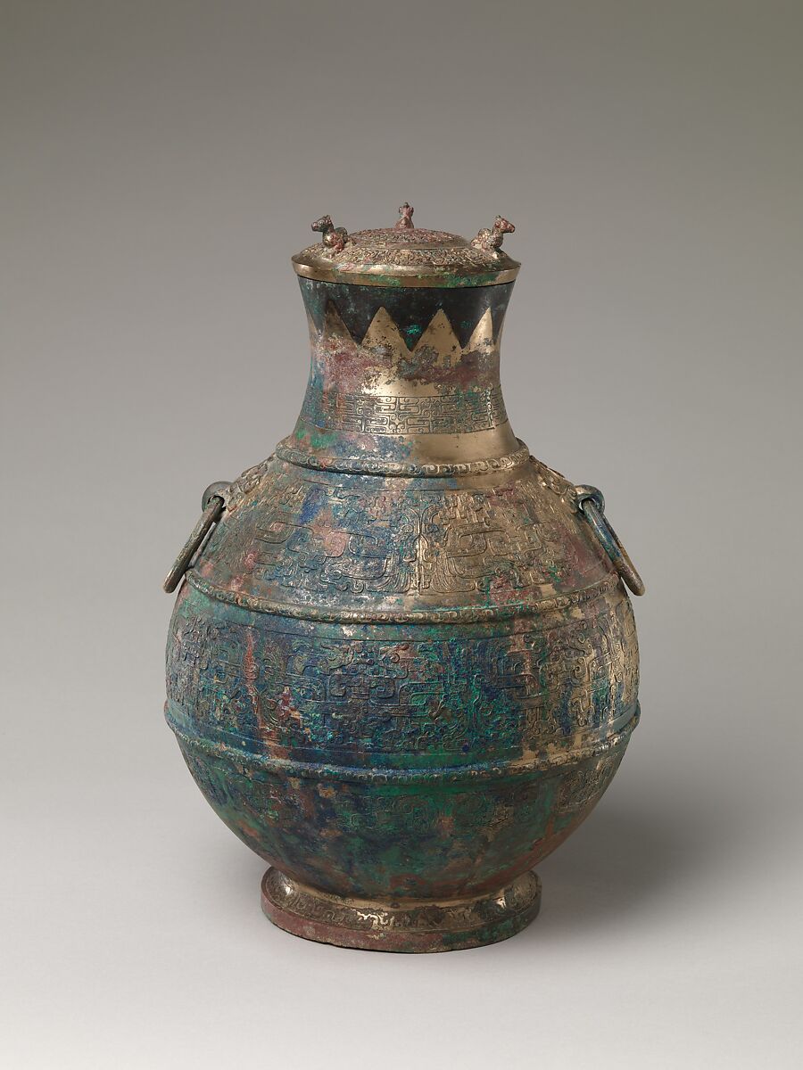 Wine container (hu), Bronze inlaid with copper, China