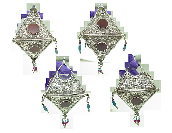 Decorative Pendant, Silver, carnelian, turquoise